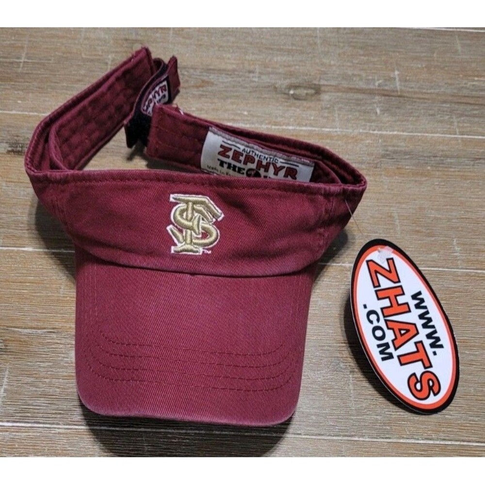 FSU Florida State Seminoles NCAA Vtg Sun Visor Strap Sports Hat Cap NWT Zephyr